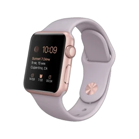 Apple Watch Sport 38 mm roze altın rengi alüminyum kasa ve lavanta spor kordonlu akıllı saat