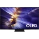 Samsung 83S90F Ultra HD 4K OLED televizyon ekranında mor ışık dalgaları, genel renk vitrin görünümü