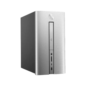 HP 570-p004nt 1JV28EA masaüstü bilgisayar, beyaz-gümüş renkli kompakt kasa görünümü