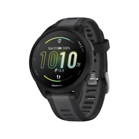 Garmin Forerunner 165 Music siyah aktivite saati, renkli ekranı ve silikon kayışıyla önden görünüm