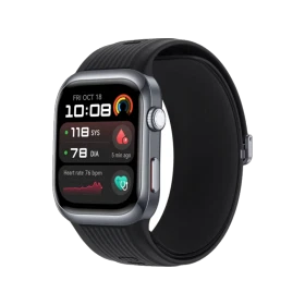 Huawei Watch D2 Siyah akıllı saat, siyah kordonu ve sağlık ölçümlerini gösteren ekranıyla önden görünür.