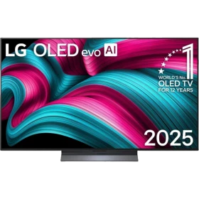 LG OLED55C54LA Ultra HD 4K OLED televizyon, canlı renkli desenli ekran ile vitrin görünümü