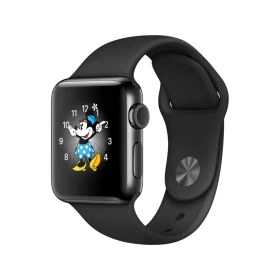 Apple Watch Series 2 38 mm uzay siyahı çelik kasa ve siyah spor kordonlu akıllı saat, Mickey ekranlı