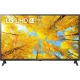 LG 43UQ75006LF Ultra HD 4K LED televizyon; sonbahar manzaralı ekran, siyah çerçeveli genel renkli model.