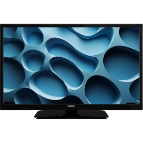 Vestel 24H8740 HD Ready LED televizyon, siyah çerçevesi ve mavi soyut ekran görüntüsüyle önden görünüm