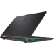 MSI Cyborg 15 A13VF-892XTRK16 siyah oyuncu laptop ekranı açık, RGB ışık şeridi görünen model