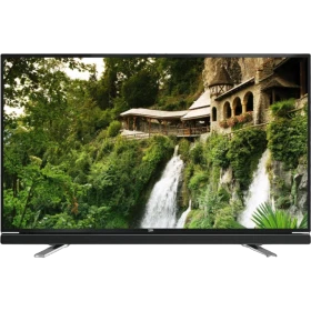 Beko B49L 6532 4B2 Full HD FHD TV, siyah çerçeveli ve şelale manzarası gösteren televizyon