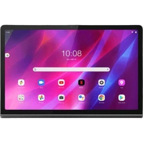Lenovo Yoga Tab 11 gri tablet ekranında 10:08 ve uygulama kısayolları görünüyor, uygun fiyatlı seçenek.