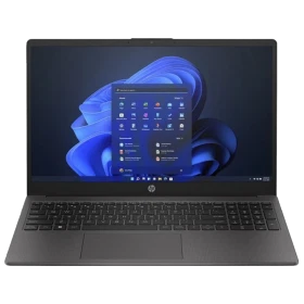 HP 250 G10 B2PH6ES-21 siyah iş ve ofis laptop; Windows arayüzlü ön görünüm, klavye ve ekran birlikte.