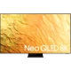 Samsung 75QN800B Ultra HD 8K QLED TV, Neo QLED 8K yazılı ekranda canlı renkler ve ince tasarım.
