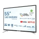 Onvo OV55HTL350 Ultra HD 4K LED televizyon, siyah çerçeveli 55 inç ekran ve iki ayaklı tasarım