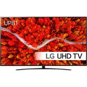 LG 70UP81006LA Ultra HD 4K LED televizyon, sonbahar manzaralı ekranıyla vitrin görünümü, genel renk