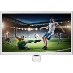LG 24TK410U-WZ HD Ready LED TV, HD futbol görüntüsüyle vitrinde sergilenen genel siyah ekranlı televizyon