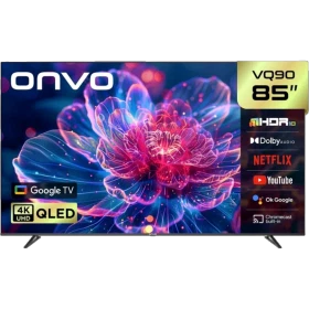 Onvo 85VQ90F3UA Ultra HD 4K QLED LED televizyon, 85 inç ekranında renkli çiçek görüntüsü