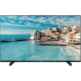 SEG 50SBU740 Ultra HD 4K LED televizyon, deniz manzarası gösteren siyah ekran ve ayak tasarımıyla