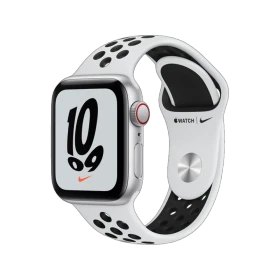 Apple Watch Nike SE Cellular 40 mm gümüş alüminyum kasa ve beyaz-siyah Nike spor kordonlu akıllı saat