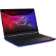 Asus ROG Strix Scar 18 G835LX-SA155 siyah oyuncu laptop, RGB ışıklı klavye ve canlı ekran.