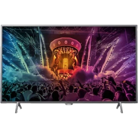 Philips 43PUS6201 Ultra HD 4K LED televizyon; festival sahnesi renkli görüntülerle açık ekranda gösteriliyor.
