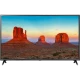 LG 55UK6300PLB Ultra HD 4K LED televizyon; ince çerçeveli tasarım, gün batımı manzaralı ekranla vitrin görünümü