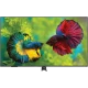 Grundig 55 GHQ 9500 Ultra HD 4K LED televizyon, renkli beta balıkları görüntüsüyle önden görünür.