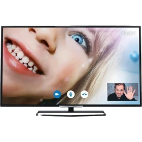 Philips 40PFK5709 Full HD FHD LED televizyonun vitrin görüntüsü, önde ekran ve Skype arayüzü görünüyor