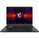 MSI Vector 16 HX A13VHG-495TR koyu gri oyuncu laptop; RGB klavye ve neon ekran temalı vitrin görünümü