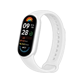 Xiaomi Smart Band 9 NFC Seramik Special Edition beyaz akıllı bileklik, renkli ekranı açık şekilde gösteriliyor