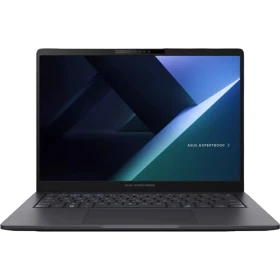 ASUS ExpertBook B3 B3405CCA-LY3183 koyu gri ultrabook laptop; ekranında modern arayüz ve siyah arka plan görünüyor.