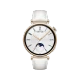 Huawei Watch GT 4 Beyaz 41mm akıllı saat, altın detaylı yuvarlak kadran ve beyaz deri kayışla