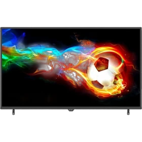 Axen AX49UIL08 Ultra HD 4K LED televizyon, ekranda renkli ışıklarla çevrili futbol topu görüntüsüyle
