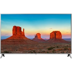 LG 55UK6500PLA Ultra HD 4K LED televizyon, önünde dağ manzarası ekranda duran vitrin görünümü