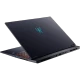 Siyah Acer Predator Helios Neo 16S AI PHN16S-71-975M oyuncu laptop, arkadan ve yarı açık açıyla görünüm
