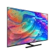 Vestel 50Q9900 Ultra HD 4K QLED televizyon, renkli soyut ekranı ve siyah standıyla önden görünüm