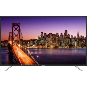 Sunny SN55LEDA88 Ultra HD 4K TV, köprü ve şehir manzarası gösteren ince çerçeveli televizyon
