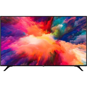 Vestel 75U9400 Ultra HD 4K LED televizyon, siyah çerçeveli ekranında renkli soyut görüntüyle sergileniyor