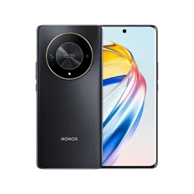 Honor Magic 6 Lite siyah akıllı telefon, ön ekran ve arka yüzeyde dairesel kamera modülü görünümü