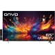 Onvo 65OVF5000AQ Ultra HD 4K LED televizyon, siyah çerçeveli 65 inç ekran ve renkli soyut görüntü