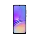 Samsung Galaxy A05 siyah akıllı telefonun önden görünümü, çentikli ekran ve ince çerçeve tasarımı