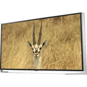 LG 84UB980V Ultra HD 4K LED televizyon, çerçevesiz tasarım ve çöl antilopu ekran görüntüsü