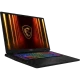 MSI Crosshair 17 HX AI D2XWGKG-018XTR koyu gri oyuncu laptop; RGB klavye ve kalkan logosu görünüyor.