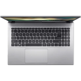 Acer Aspire 3 A315-59-79U8 gri iş ve ofis laptopu, üstten açık kapaklı klavye ve geniş touchpad görünümü