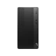 HP 290 G2 5FY79EA siyah masaüstü bilgisayar kasası, dokulu ön paneli ve bağlantı portlarıyla