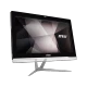 MSI PRO 20EX 7M-010XTR masaüstü bilgisayar, siyah ekran ve gümüş renkli ayak tasarımıyla önden görünüm