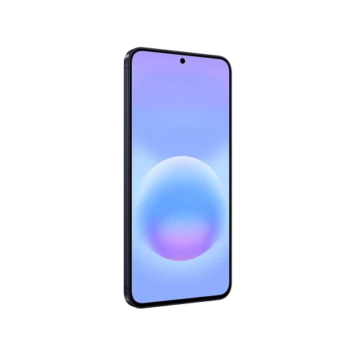 Samsung Galaxy A57 5G lacivert akıllı telefon, ince çerçeveli ön ekran ve ortalanmış ön kamera tasarımı