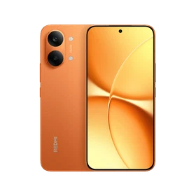 Turuncu Redmi Turbo 5 Max akıllı telefon, ön ekranı ve çift arka kamerasıyla ana ürün görünümü