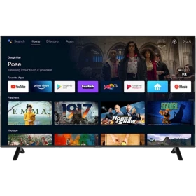 Axen AX55FMN601 Ultra HD 4K LED televizyon, siyah çerçeveli ekranında akıllı TV menüsüyle önden görünüm