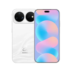 Beyaz Huawei Nova 16 Pro akıllı telefon, ön ekran ve arka yüzey tasarımıyla vitrin görünümü