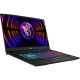 MSI Katana 17 B12VEK-083XTR siyah oyuncu laptop, RGB aydınlatmalı klavye ve neon ekran temasıyla önden görünüm