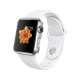 Apple Watch 38 mm paslanmaz çelik kasa ve beyaz spor kordonlu akıllı saat ürünü