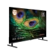 Grundig 75 GQ 750A Ultra HD 4K LED televizyon, siyah çerçeveli ve ekranda tavus kuşu tüyü görüntüsü